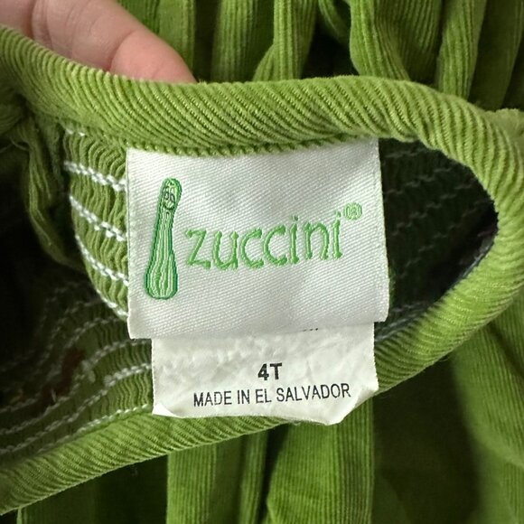 Zuccini Girls Size 4T Smocked Mallard Duck Embroidered Green Corduroy Dress - Picture 5 of 9